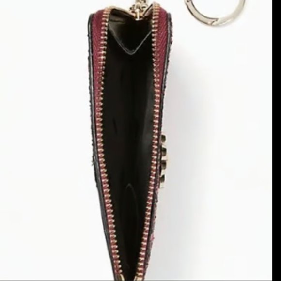 NWT Kate Spade New York Odette Glitter Med L-Zip Card Holder KEYPOUCH Cherry Red - Picture 3 of 5
